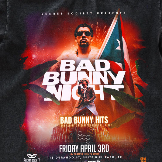 Bad Bunny Night El Paso Vintage Fan Tee | Latino Night Party Graphic Shirt | Dark Washed Event Tee