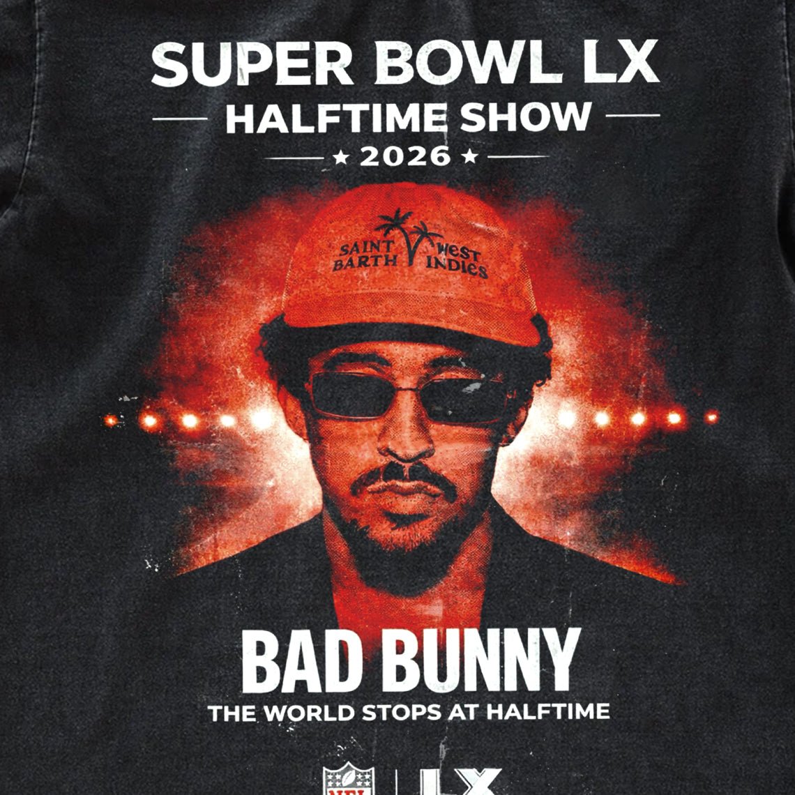 Bad Bunny Super Bowl LX Halftime Show 2026 Vintage Fan Tee | The World Stops At Halftime Graphic Shirt | Dark Washed Reggaeton Fan Merch - Tuli Clothing