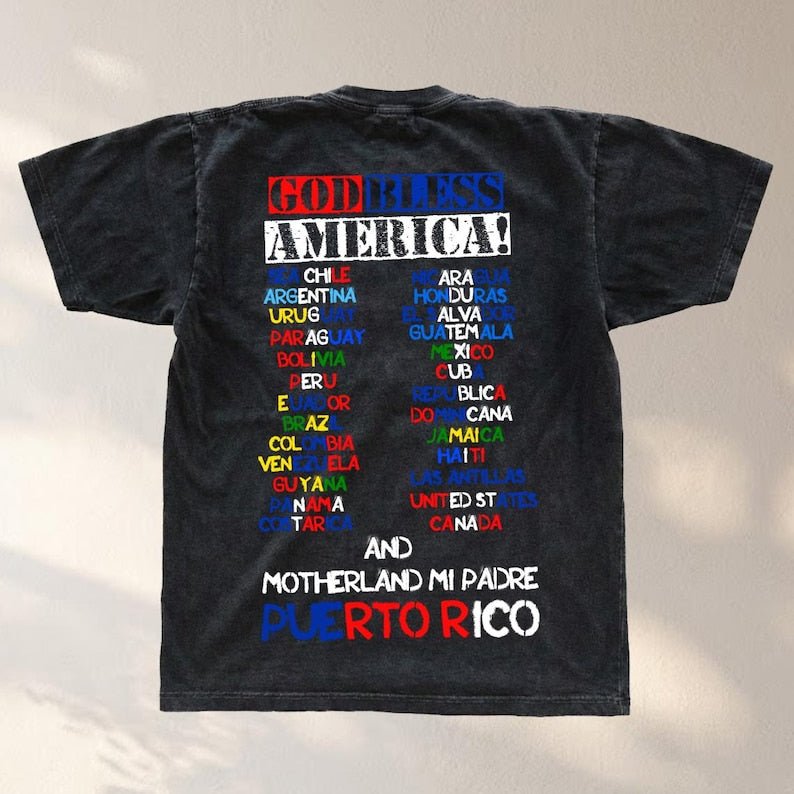 Bad Bunny Together We Are America Vintage Tee | Latino Unity Graphic Shirt | God Bless America Fan Tee - Tuli Clothing