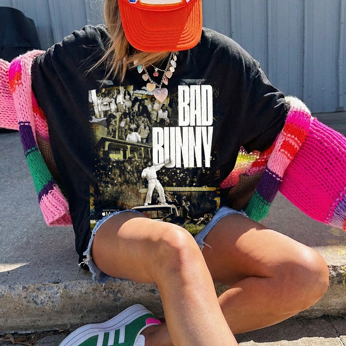 Bad Bunny Super Bowl Halftime Show Vintage Fan Tee | Apple Music Super Bowl LX Shirt | Dark Washed Fan Merch
